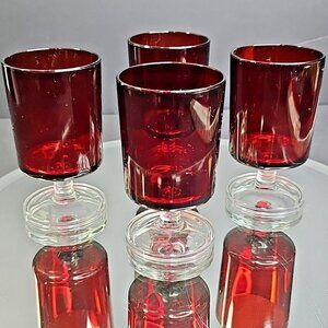 Set of 4 Luminarc Arcoroc Cavalier Of France Ruby Red Cordial Glasses
